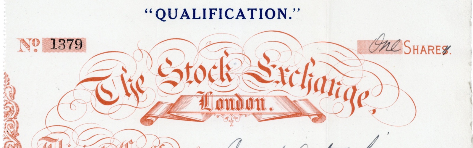 Engraved London Stock Exchange share certificate from 1920.